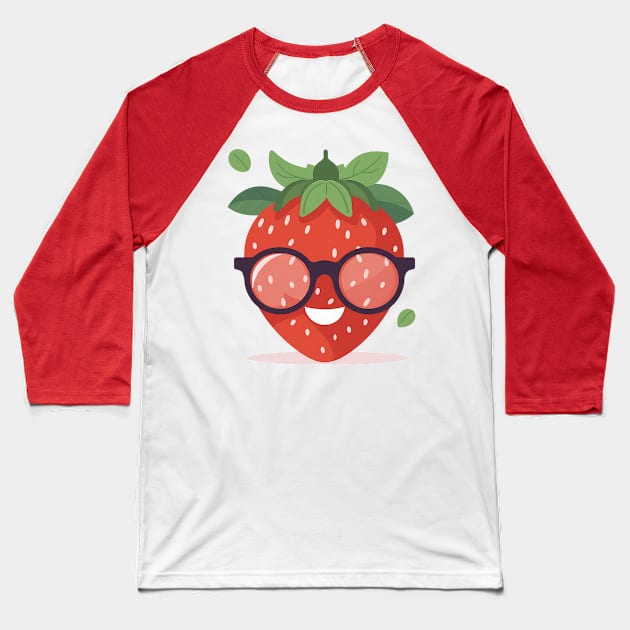 A strawberry with glasses Baseball T-Shirt by gugacurado